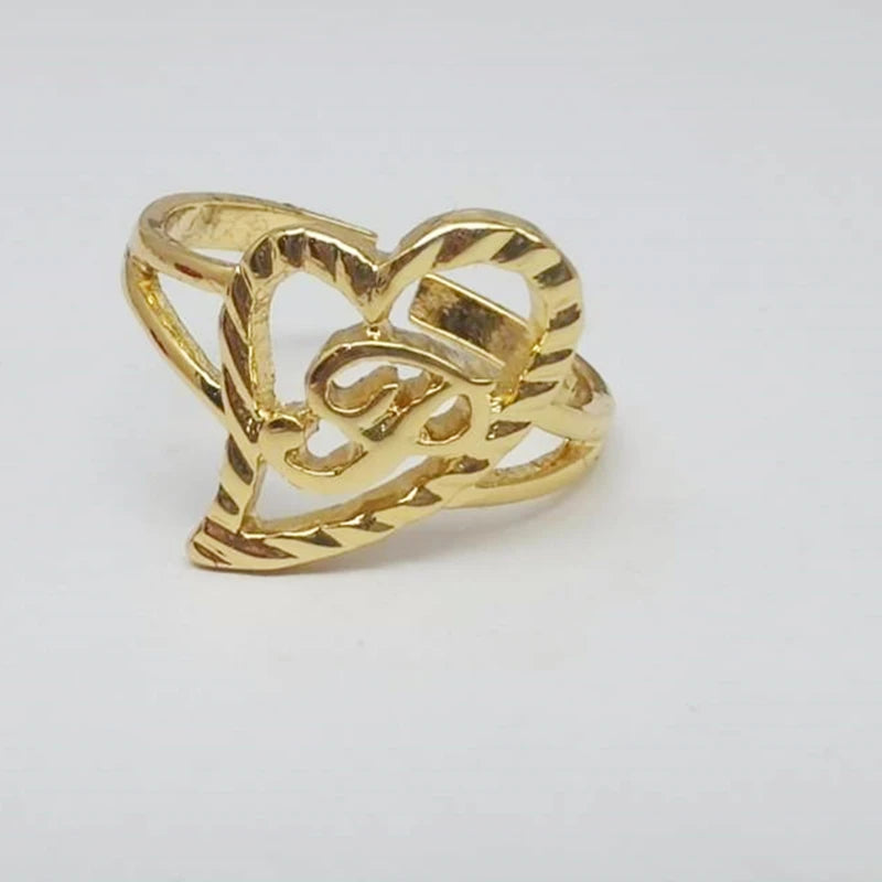 Duoying Custom Initial Rings Personality Hip-Hop Ring Heart Rings Letter Ring Heart Shape Gifts For Mom Gift