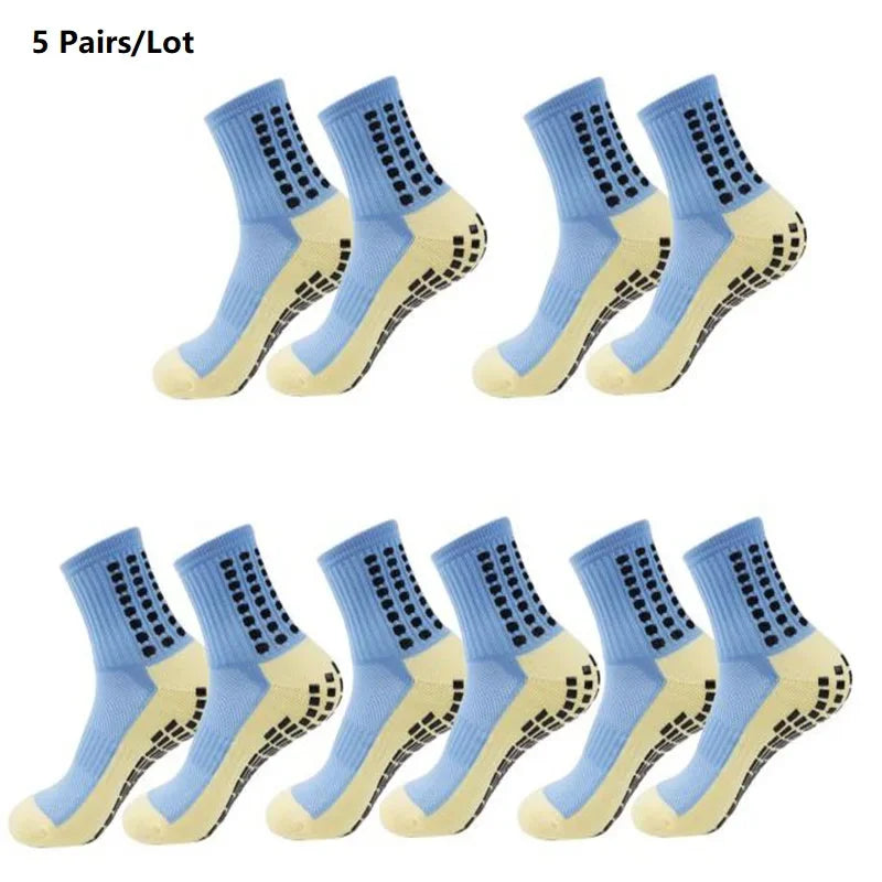 1/5/10/20 Pairs Unisex Mid Calf Sports Socks Silicone Anti Slip Dots Football Basketball Yoga Athletic Socks For Men