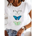 【New Arrival】Women's White Dragonfly Print Tee Let It Be Summer Casual Top
