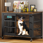 Dog Crate Furniture with Casters,Heavy Duty Dog Kennel Indoor for Large and Medium Dogs,Decorate House as TV Stand,Bedside Table