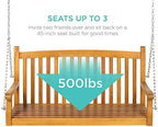 48in Wood Porch Swing Outdoor Patio Hanging Bench Chair Furniture for Deck, Garden, Yard w/Mounting Chains, Curved Back