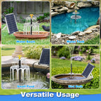 Outdoor Solar Fountain Patio Solar Water Fountain Solar Bird Bath Fountain Waterproof Cascade Water Feature Outdoor Garden