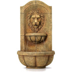 29.5 Tall Large Tiered Outdoor/Indoor Stone Wall Fountain with LED Light and Water Feature for Garden, Patio, Yard