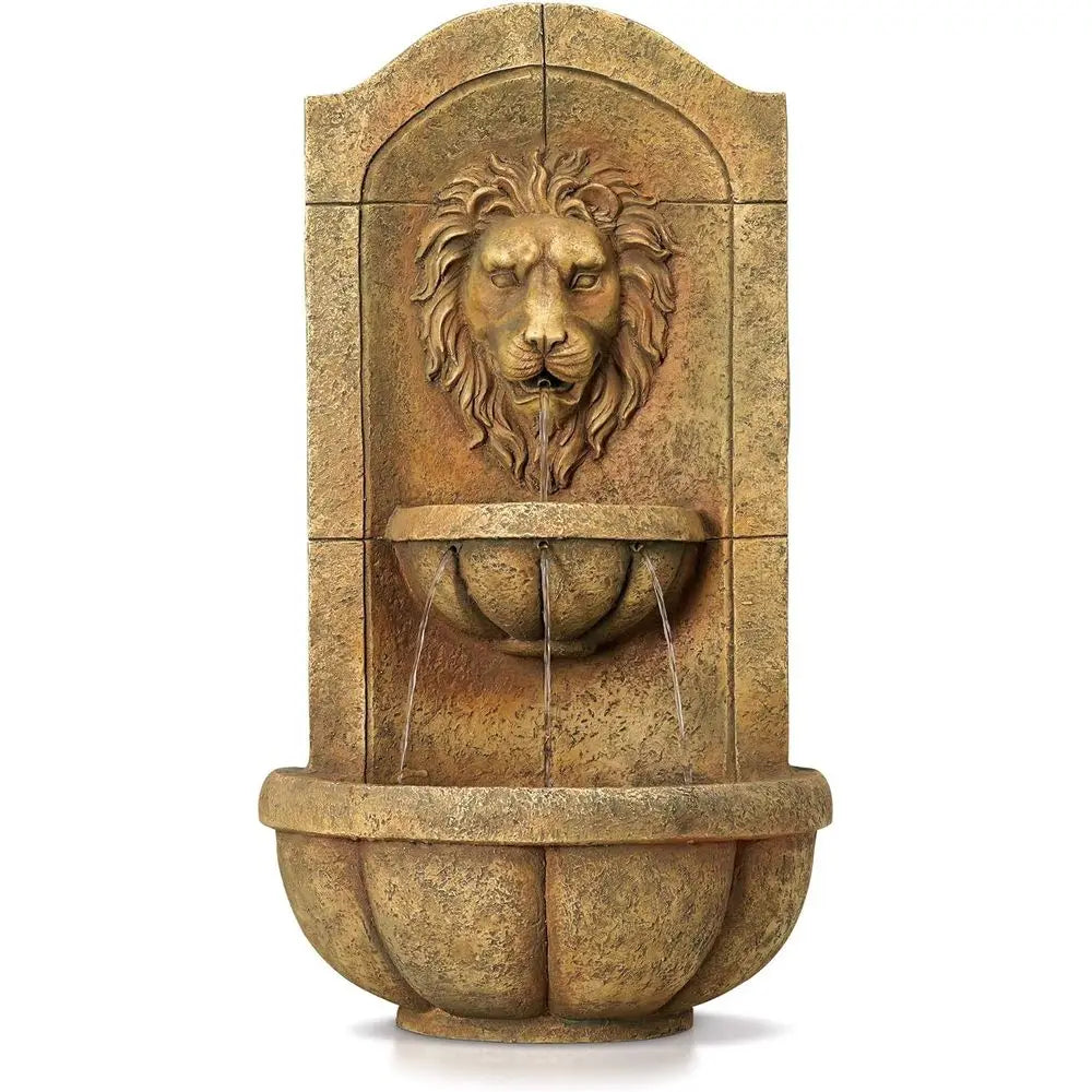 29.5 Tall Large Tiered Outdoor/Indoor Stone Wall Fountain with LED Light and Water Feature for Garden, Patio, Yard