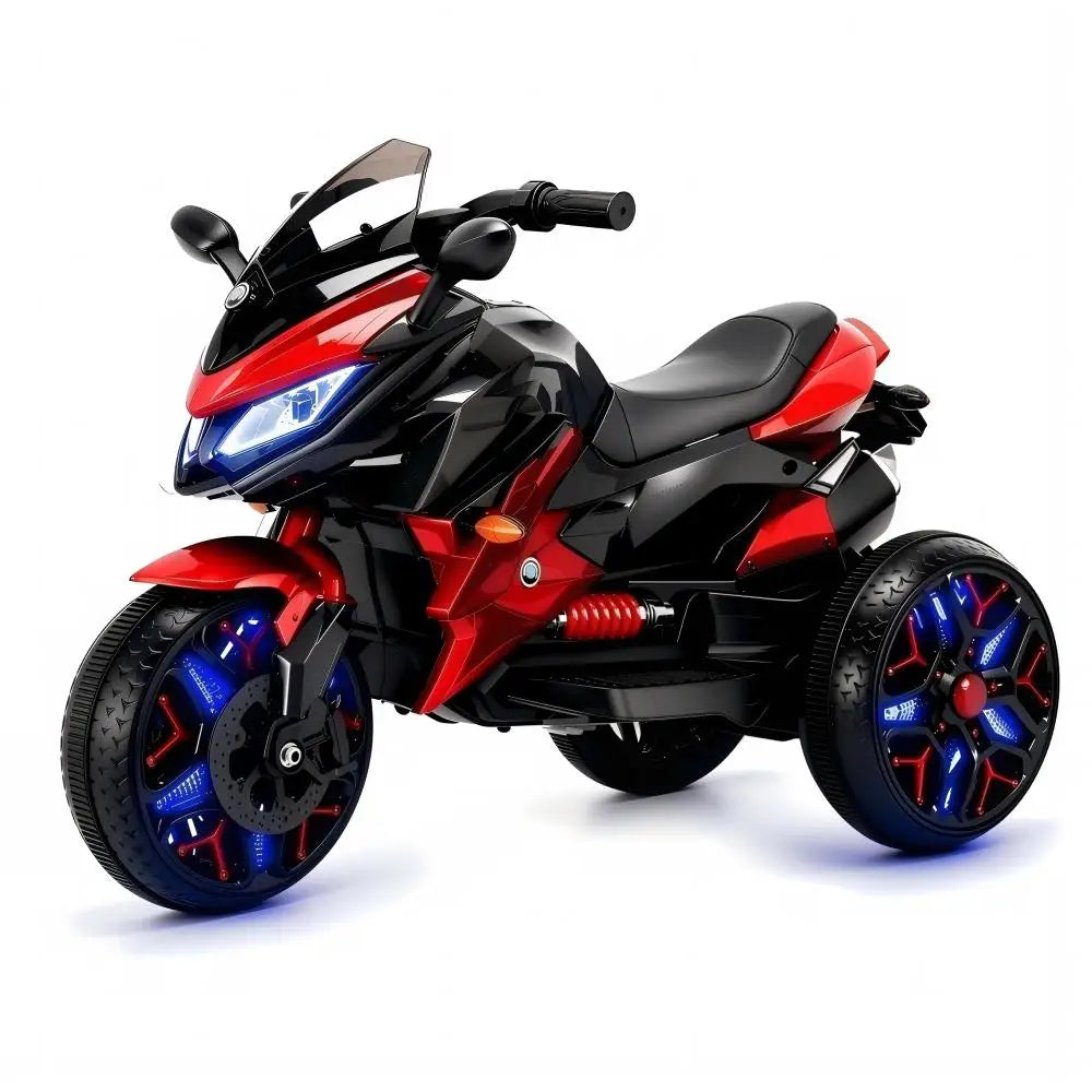 Kids Motorcycle Ride-On Motorcycle 3-Wheels Battery Powered Motorbike  Rechargeable 12 V kids  ride on toy with PU seat Training  Wheels/manual throttle/ drive by hand /Lighting  wheels