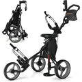 3-Wheel Folding Golf Cart with Adjustable Seat, Umbrella Holder, and Foot Brake for Men & Women