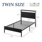 Twin Bed Frame with Headboard & Footboard, Twin Bed Frame with Charging Station & LED Light, Under-Bed-Storage, No, Customized