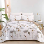 3 Pieces  Yellow Flower Quilt Set Twin Full Queen King Size, Paisley Patchwork Plaid Bedspread Bedding Sets  Coverlet Set.