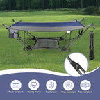 Portable Camping Hammock with Stand, Removable Pillow, Storage Net, Ideal for Adults Outdoors, Beach, Backyard, Garden, Lawn
