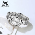 OPK 6002 Quartz Movement Elegance Watch For Women Chronograph Dial Stainless Steel Bracelet HD Luminous Function Life Waterproof Watch