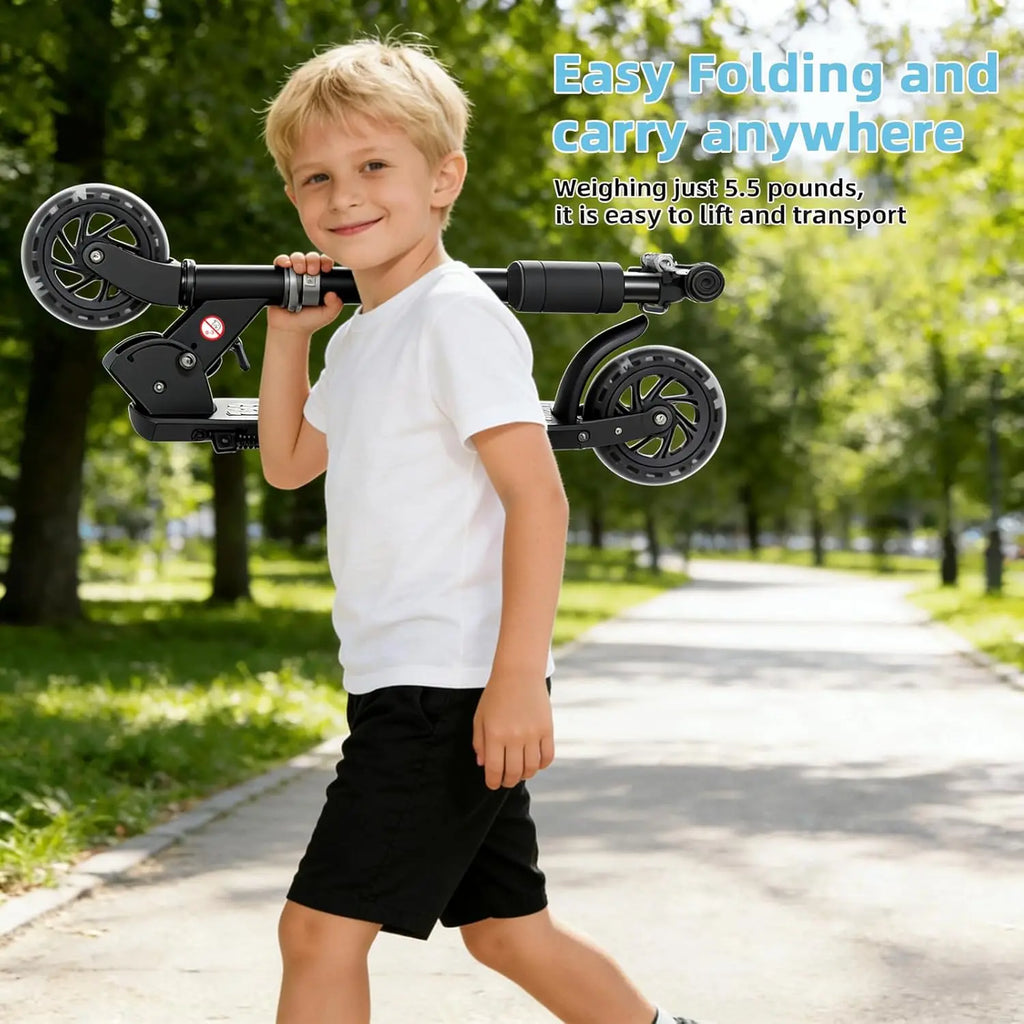 Kick Scooter for Ages 3+,Kid, Teens Light-Up ABEC-10 Wheels Foldable Kick Scooters for Girls Boys with 3 Adjustable Handlebar and Rear Brake