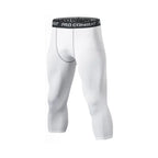 Sports Cropped Pants Running Gym Compression Elastic Waist Polyester Tight Slim All Season Men Capri Leggings