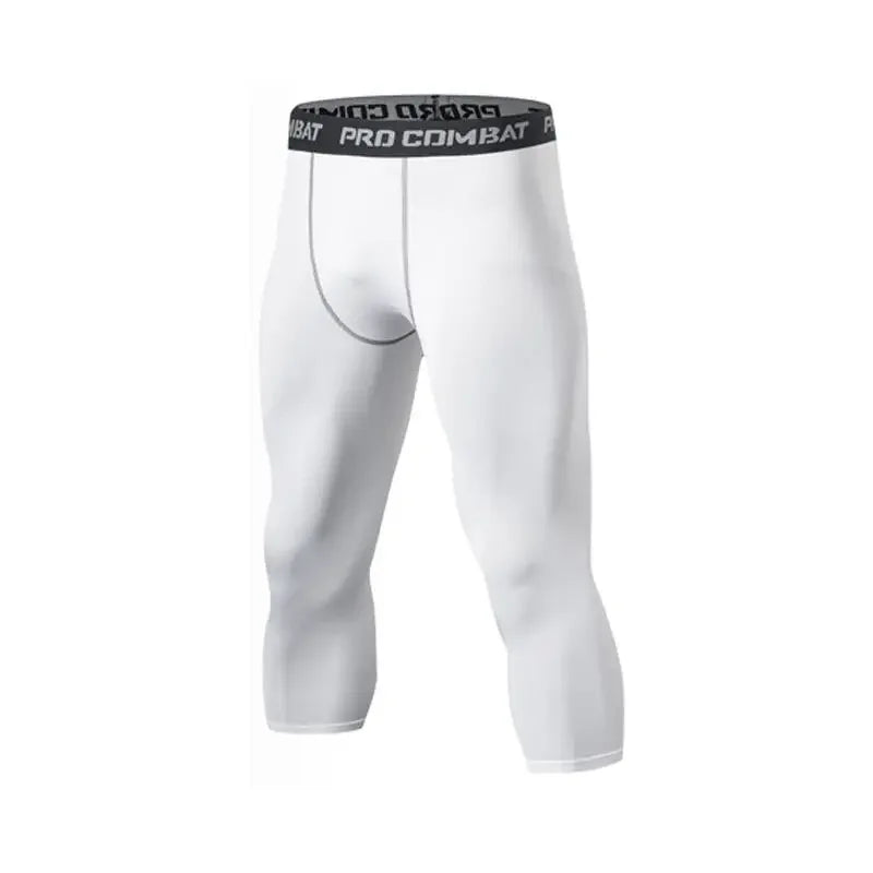 Sports Cropped Pants Running Gym Compression Elastic Waist Polyester Tight Slim All Season Men Capri Leggings