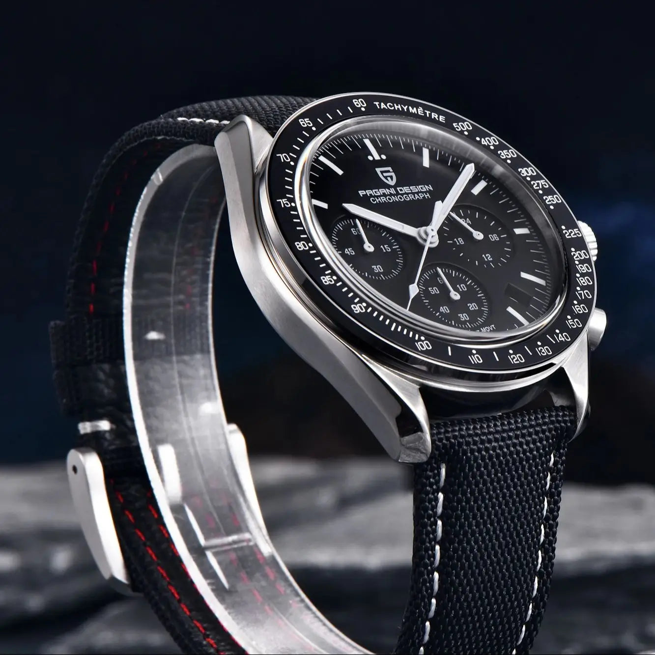 PAGANI DESIGN 1701 Moon Watches 2026 New Woven Strap Luxury Quartz Watch For Men Speed Chronograph AR Sapphire Mirror Wristwatch