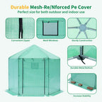 Step in hexagonal greenhouse -9.2 * 8.1 feet, upgraded and reinforced frame, thickened waterproof and thermal insulation layer