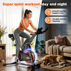 RELIFE Stationary Exercise Bike Silent Belt Drive Indoor Cycling Bike Adjustable Resistance Home Cardio Fitness Bike with LCD Monitor Tablet Holder
