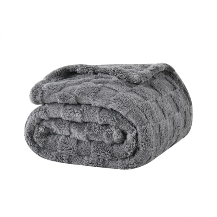 Fleece Throw Blanket 50"×60" for Couch Sofa Bed, Super Soft Cozy Plush Microfiber Flannel Blanket with 3D Checke Design Lightwe