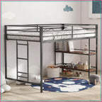 Twin Size Low Loft Bed with Shelf for Kids, Metal Loft Bed Frame, Junior Low Loft Bed