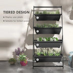 Raised Garden Bed 4 Tier Vertical Garden Planter Set 4 Outdoor Planter Boxes with Stand Self Draining Design Elevated Garden fo