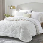 5/7 Piece Solid Color Bed Comforter Set Queen, Creative Geometric Pattern Design, Soft And Comfortable Summer Bedding Set
