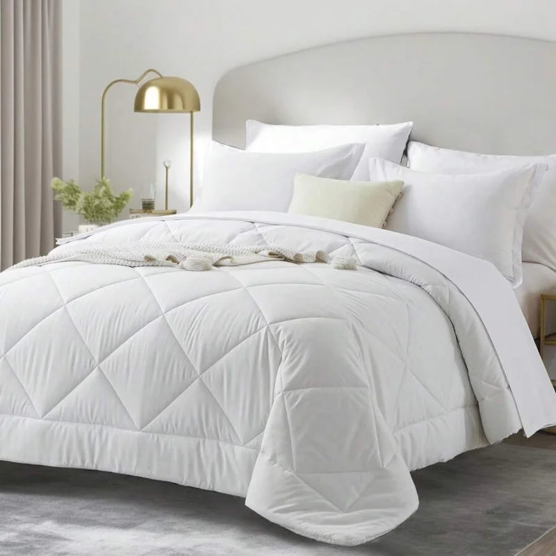 5/7 Piece Solid Color Bed Comforter Set Queen, Creative Geometric Pattern Design, Soft And Comfortable Summer Bedding Set