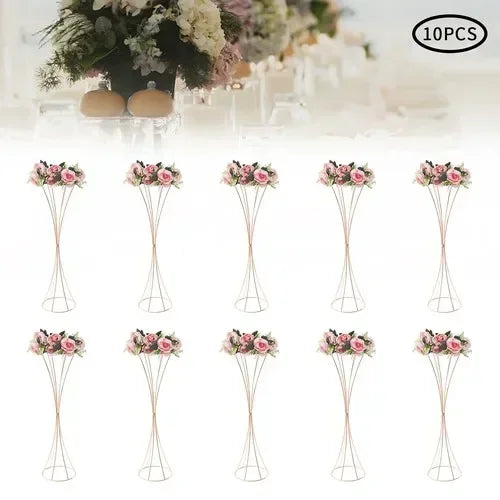 10Pcs Set Metal Wedding Flower Trumpet Vase Stand 31.5 inch Table Vases Decor