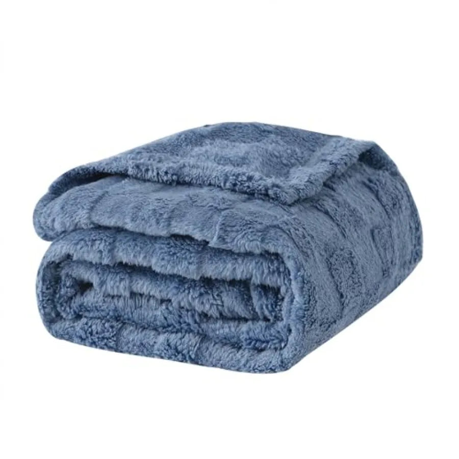 Fleece Throw Blanket 50"×60" for Couch Sofa Bed, Super Soft Cozy Plush Microfiber Flannel Blanket with 3D Checke Design Lightwe