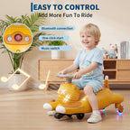 12V Kids Electric Wiggle Ride-On Car With Pedal, Rechargeable Cartoon Cat Twist Toy Vehicle For Toddlers Indoor Outdoor Ride