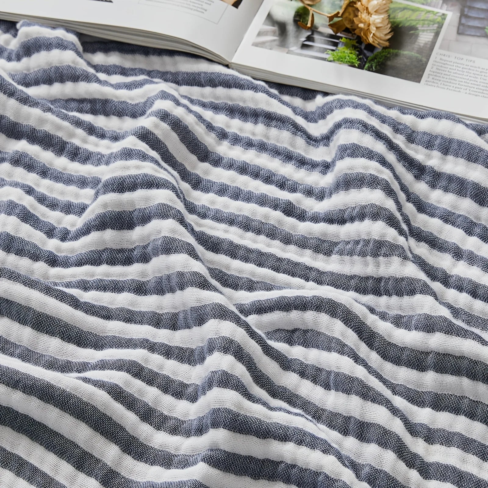 100% Cotton Muslin Blanket Breathable & Lightweight for Couch Bed, Holiday Gift, Machine Washable Cooling Summer Blanket for Hot Sleepers Multipurpose for Picnic Trip Gift for Mom
