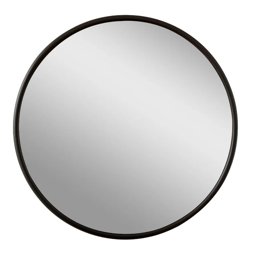 18-Inch Black Round Decorative Wall Mirror for Bathroom or Living Room