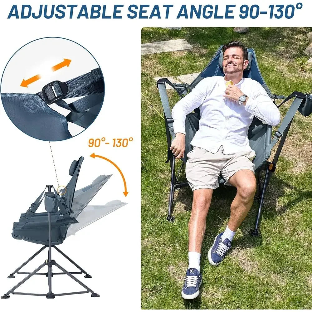 Portable Heavy-Duty Hammock Chair with Adjustable Backrest, Supports 300lbs, Ideal for Camping, Travel, and Patio, Blue 2-Pack