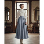 Victorian Dress for Women Edwardian Renaissance Costume Medieval Vintage 1800s Blouse Dresses 2 Piece