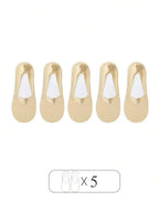 5 Pairs Women Breathable Thin Invisible Non-Slip Sweat Absorbent Boat Socks Summer