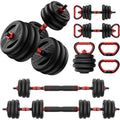 5-in-1 Adjustable Dumbbell Set: 20-90lbs with Double Locknut, Bar, Kettles, Push-up Stand, Plates for Home Gyms