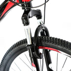 26 Inch 21 Speed Red Black Explorer Mountain Bike High Carbon Steel Frame Shock Absorbing Front Fork Mechanical Disc Brake MTB