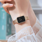 Hannah Martin Women Watch 34mm Simple Design Square Dial Lightweight Japanese Quartz Movement Rose Gold Stainless Steel Mesh Strap Classic Watch US Local Fast Shipping Surprise Gift Watch
