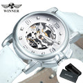 WINNER Fashion Elegant Mechanical Watch for Women Luminous Hands Business Classic Ladies Watches Top Brand Luxury Leather Strap