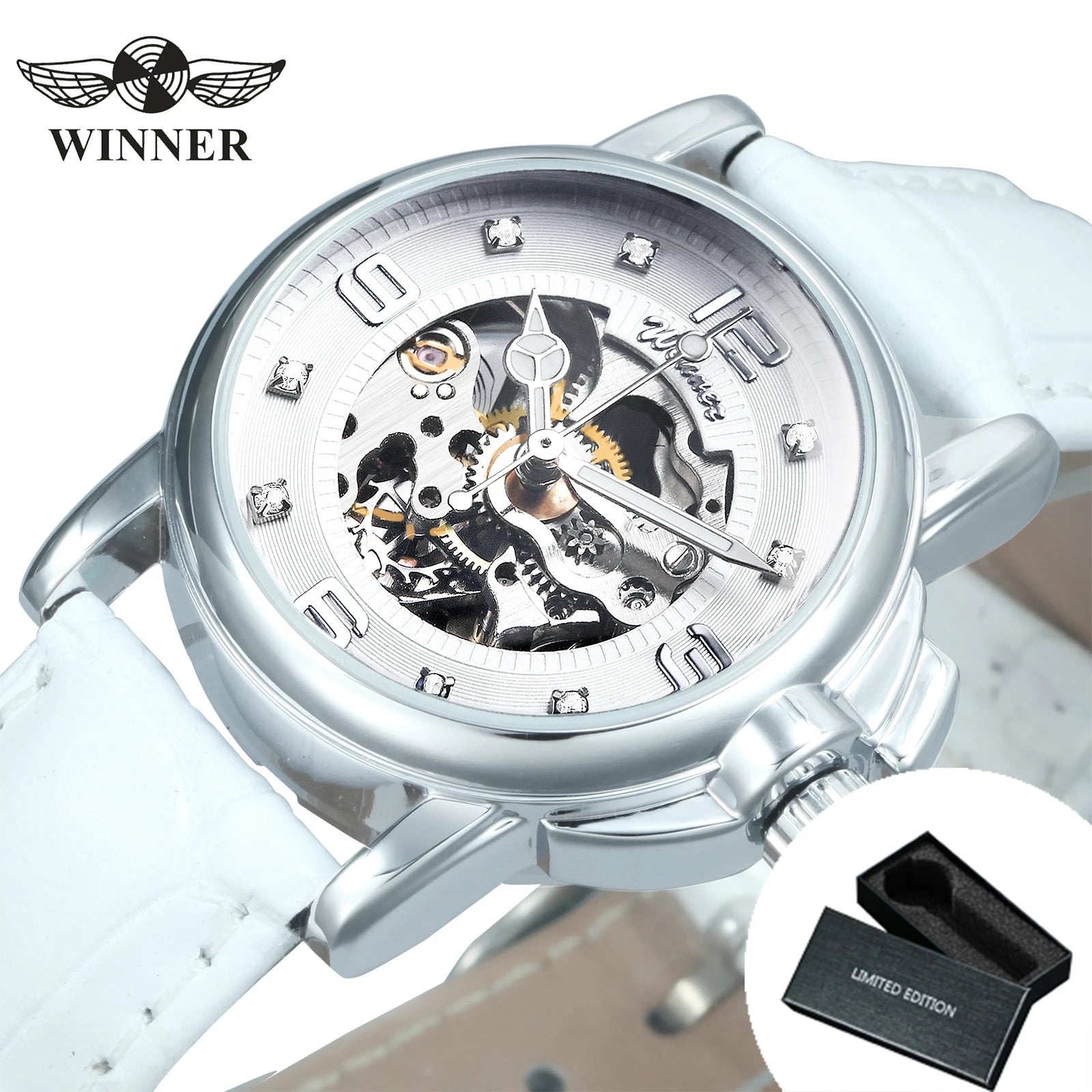 WINNER Fashion Elegant Mechanical Watch for Women Luminous Hands Business Classic Ladies Watches Top Brand Luxury Leather Strap