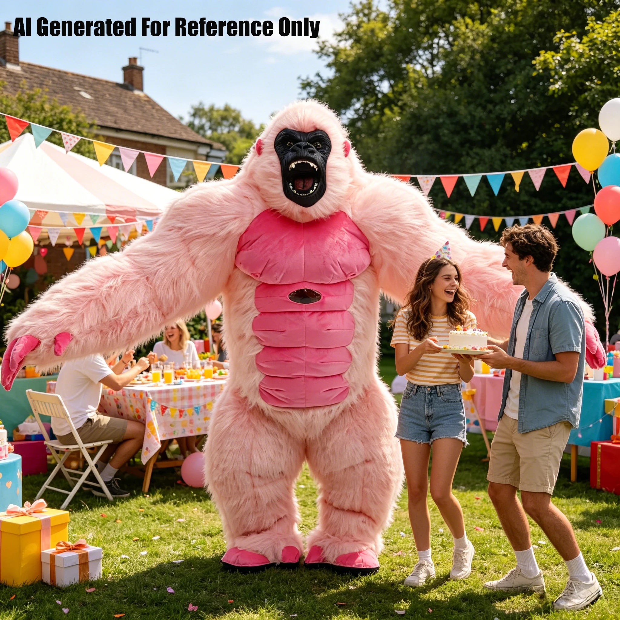 2.2M/2.6M Pink KingKong Gorilla Inflatable Costume Mascot Adult Character Cosplay Animal Birthday Party Set with Battery