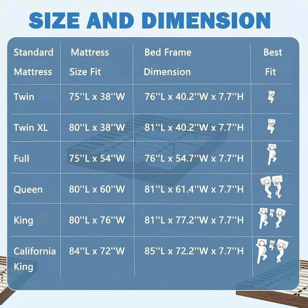 Queen Bed Frame, Wood Platform Bed with Sturdy Wooden Slats, Modern Minimalist Design, No Box Spring Needed, Easy Assembly, Walnut