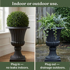 Tall Pedestal Planters Set Stone Resin Outdoor Garden Urns Front Porch Entryway Deck Patio Plant Pots Flower Container Stand Decor White 2 Pack