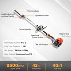SucceBuy 43CC 6-in-1Multi-Functional Trimming Tools Gas Hedge Trimmer Weed Eater String Trimmer Brush Cutter Edger Pole Chainsaw