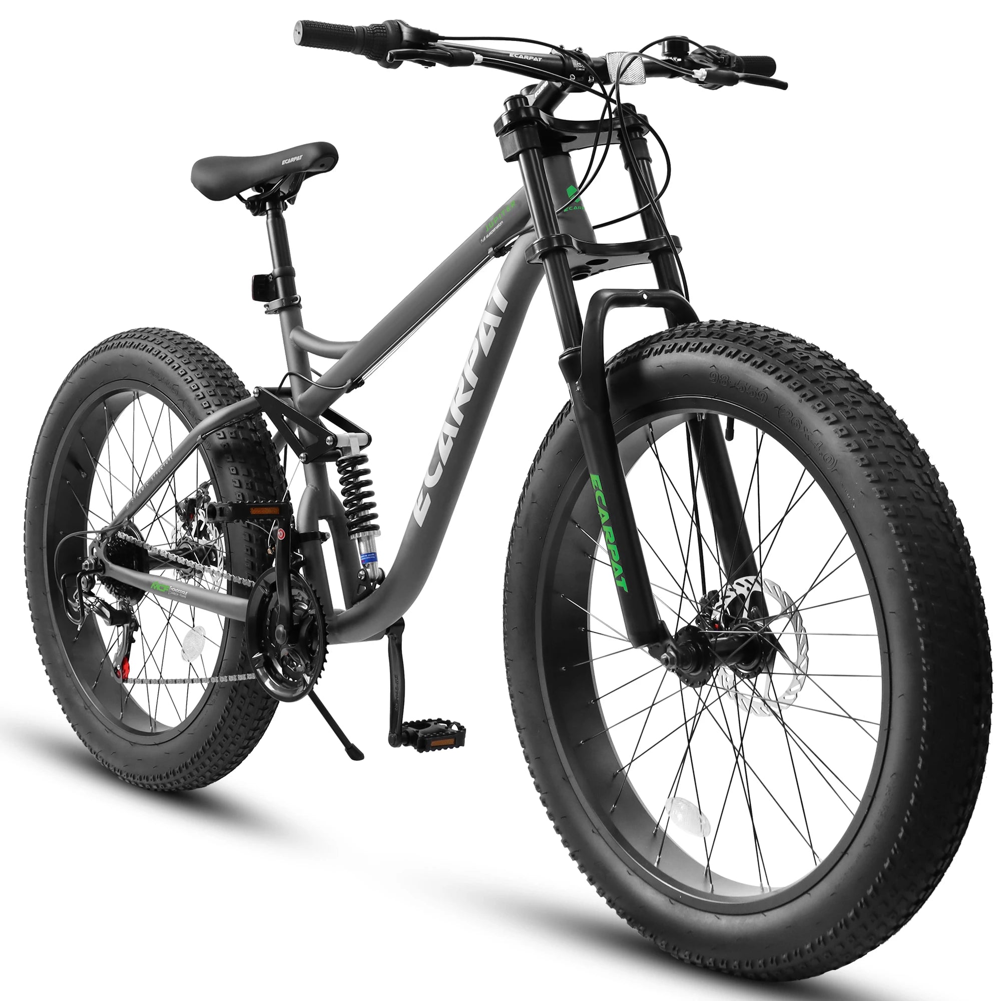 Fat Tire Mountain Bike 26 Inch, 21 Speed Dual Full Suspension, 4.0" Wide Non-Slip Big Fat Tire, Men Women Bicycles