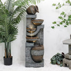 Multi-Level Outdoor Water Fountain - 42.5 Tall Cascading Feature - Ideal for Decks, Patios, Yards