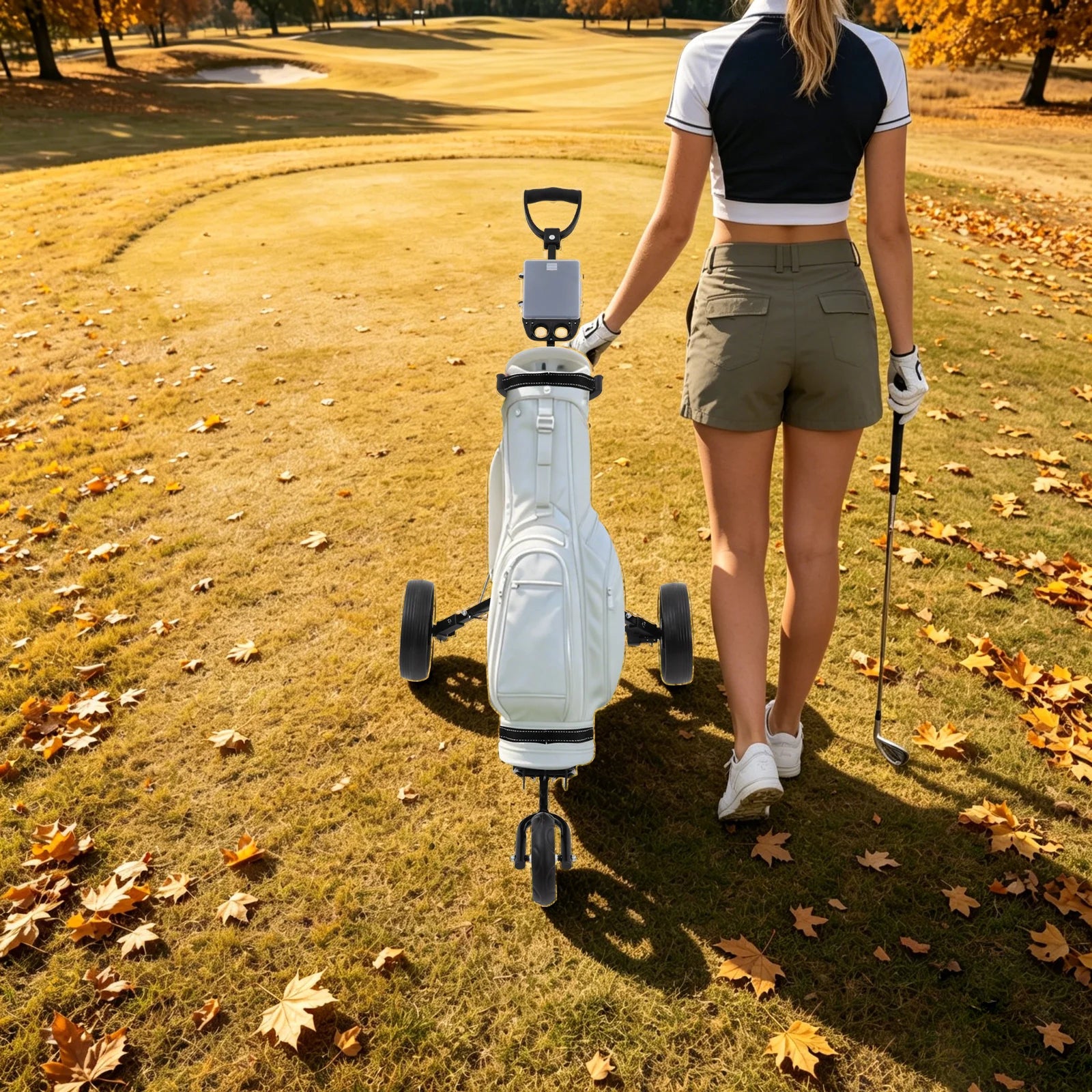 Golf Push Cart, Compact Golf Push Cart, Foldable 3 Wheel Golf Push Cart