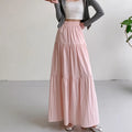 New Fashion High Waist White Long Skirts for Woman Spring Summer Harajuku A Line Cake Skirt Women Elastic Waist Party Midi Skirt