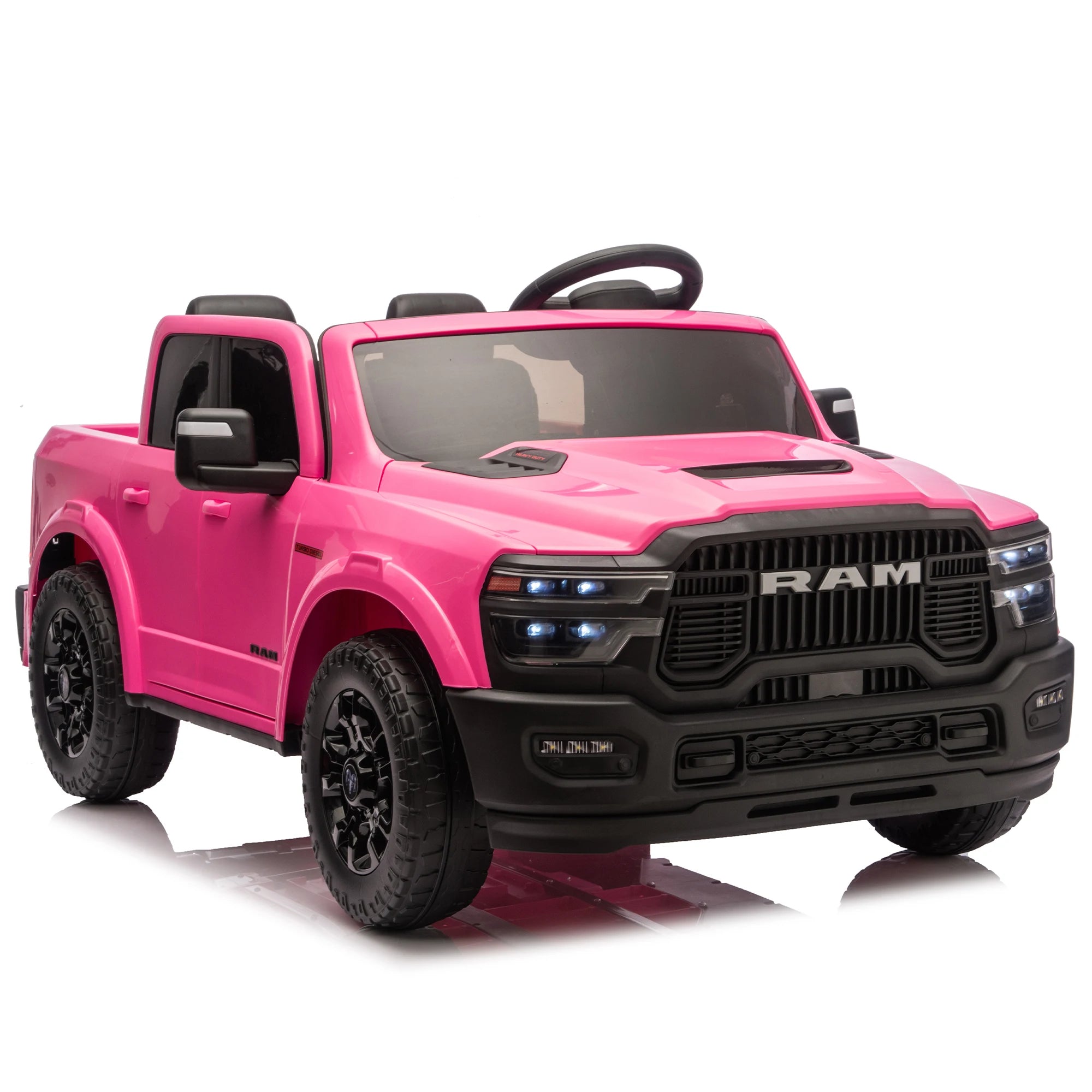 24V 160W Kids Ride on Electric Truck with Parent Remote Control Suspension LED Lights Bluetooth Music Storage for Kids Pink
