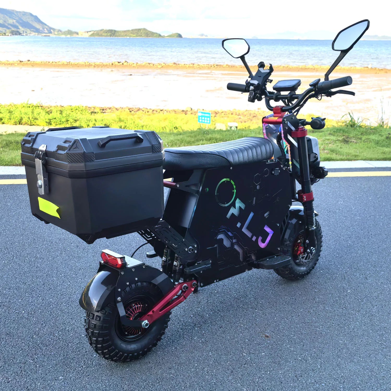 US Stock FLJ Scooter 72V 12000W Electric Scooter with 14 inch Off Road Fat Tire Removable Battery and App Function Scooter