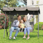 3-Person Adjustable Shade Outdoor Swing Chair for Patio and Porch