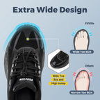 Fittington Wide Shoes For Man  Breathable Mesh Upper Sneakers Non-Slip Trekking Hiking Walking Shoes With High Arch Support